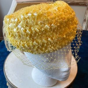 Vintage yellow pillbox hat